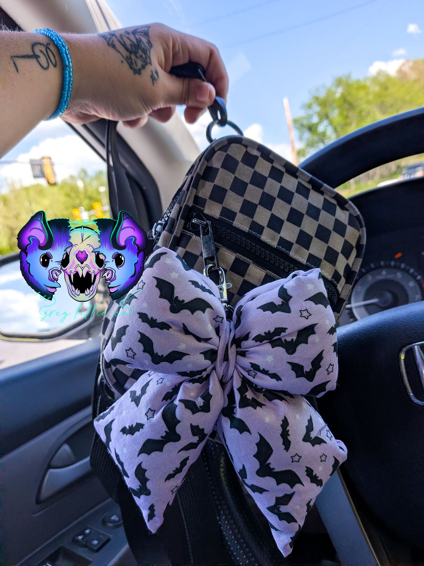 Bats Puff Bow Keychain