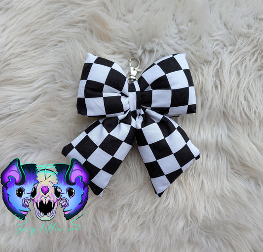 Checks Puff Bow Keychain