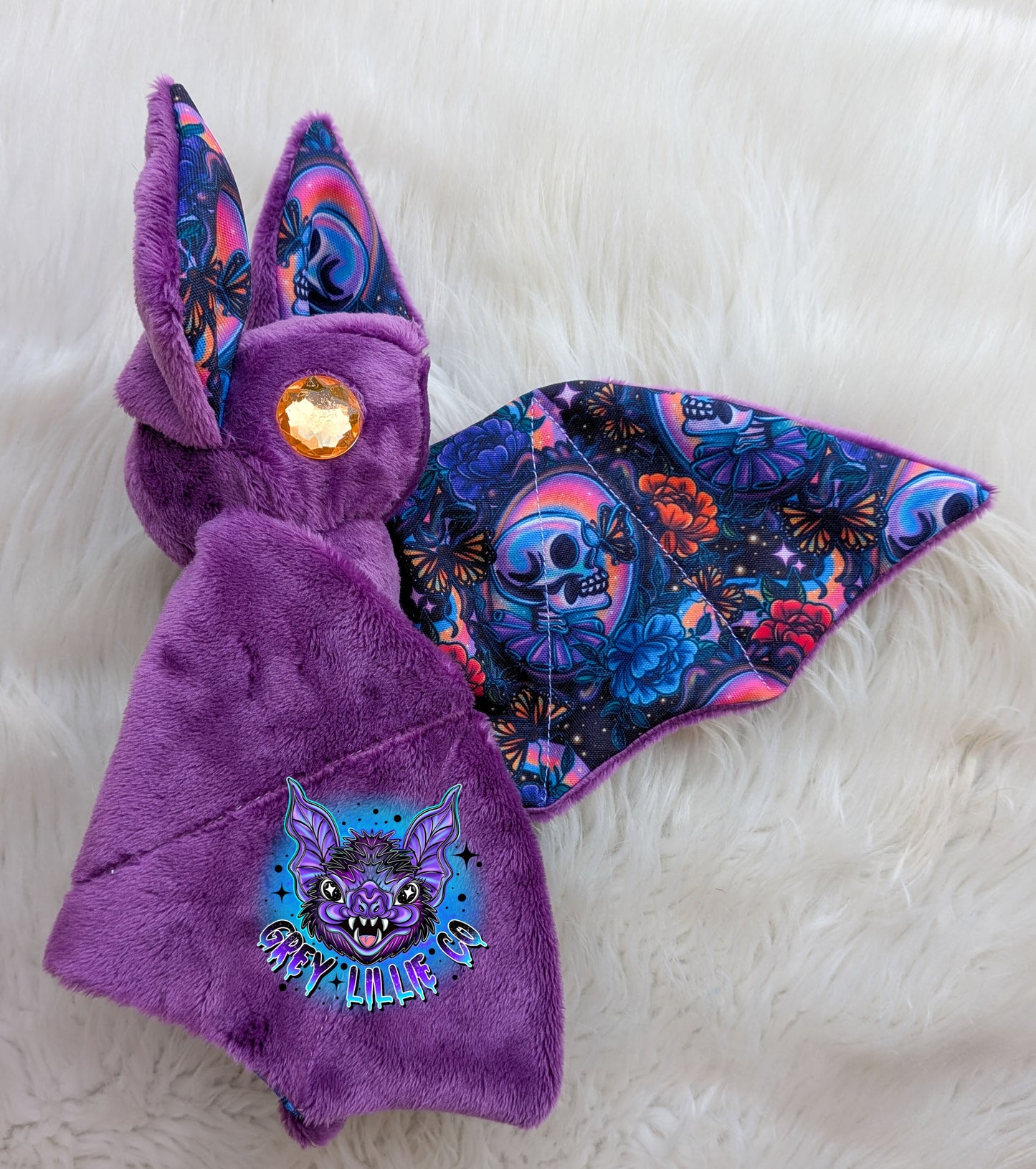 Monarch Floral Skull Large Gem Eye Bat