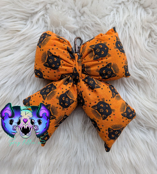 Witchy Cat Puff Bow Keychain
