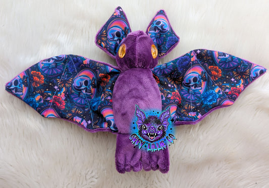 Monarch Floral Skull Large Gem Eye Bat