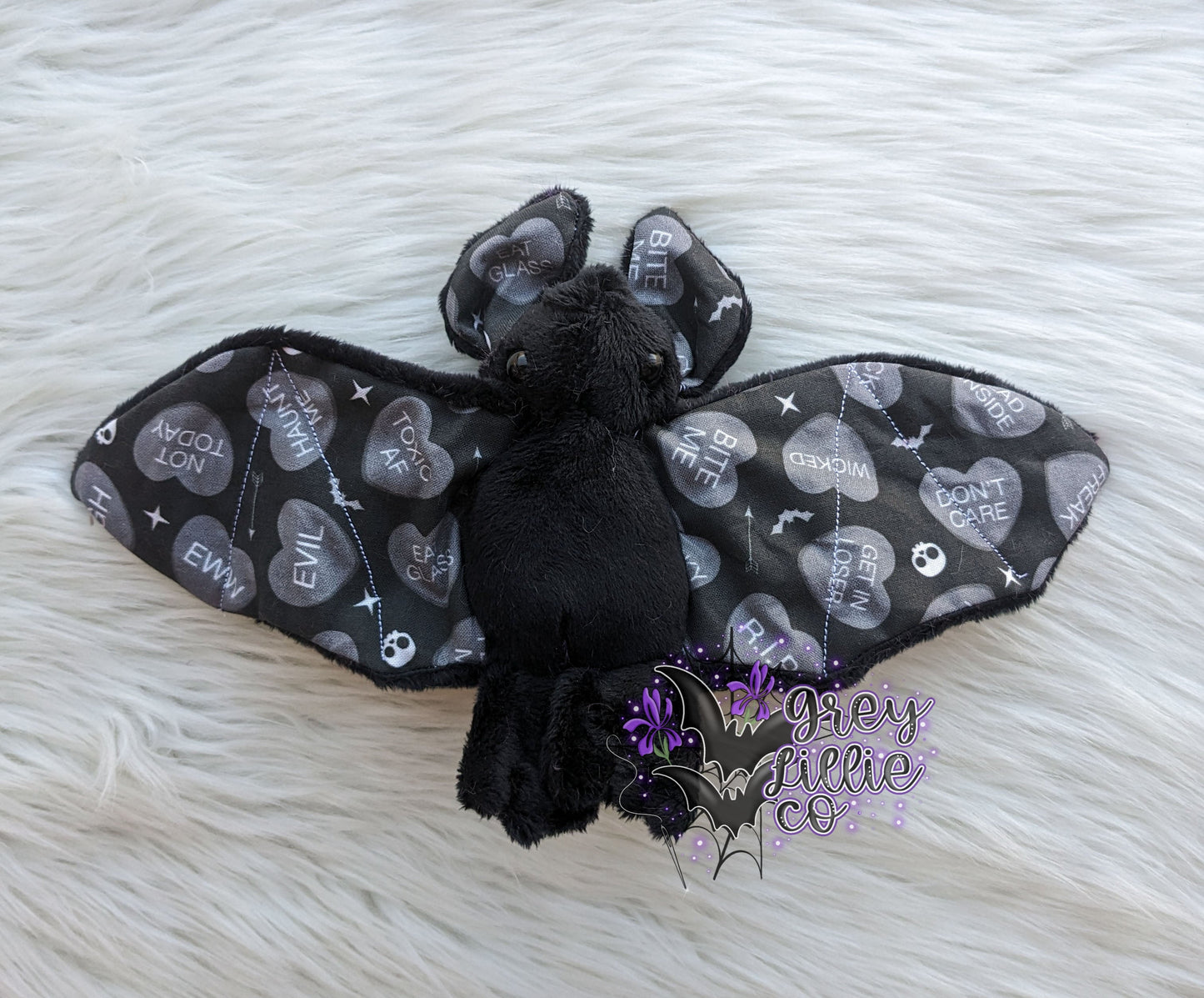 Goth Valentine's Bat Plushie
