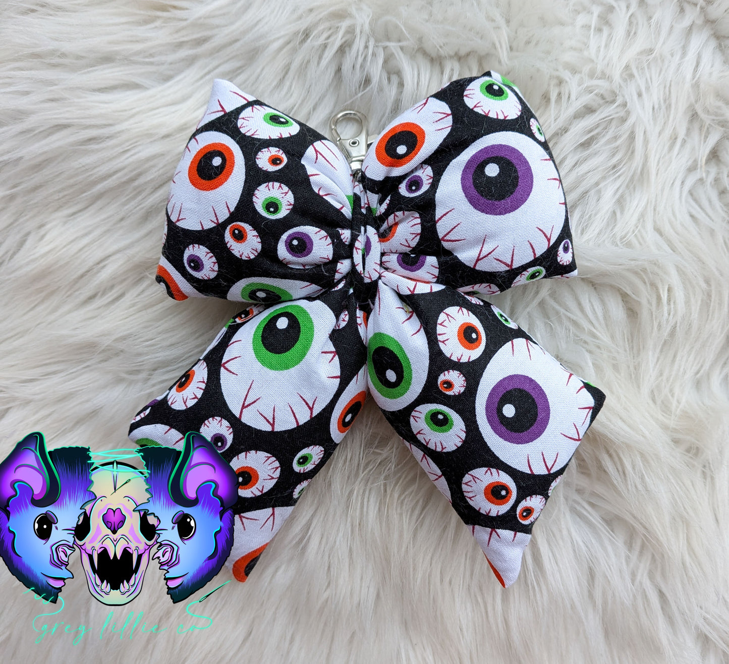 Halloween Eyes Puff Bow Keychain
