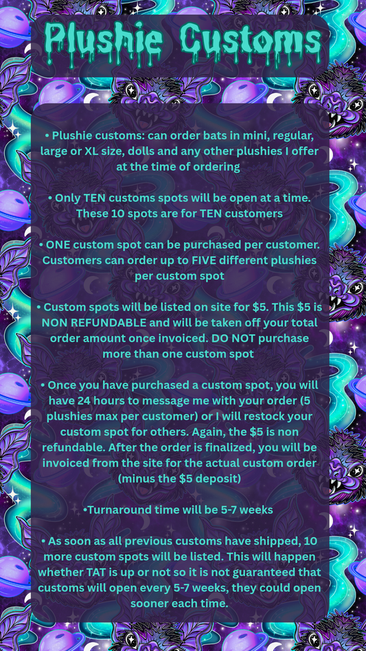Plushie Customs Spots - only purchase ONE per customer